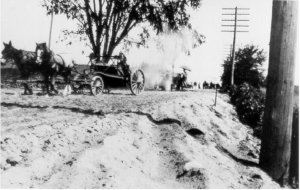 Horse Drawn Vehicle - Paving Highway 55 (Which later became Highway 45, then P)